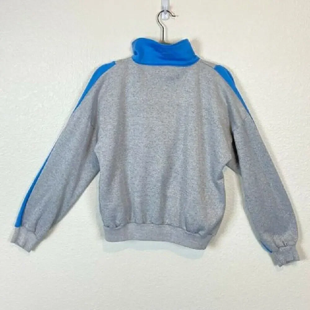 Main Event Sweatshirt Track Jacket Vintage Women's Gray Blue Zip Front Size L - Picture 4 of 13